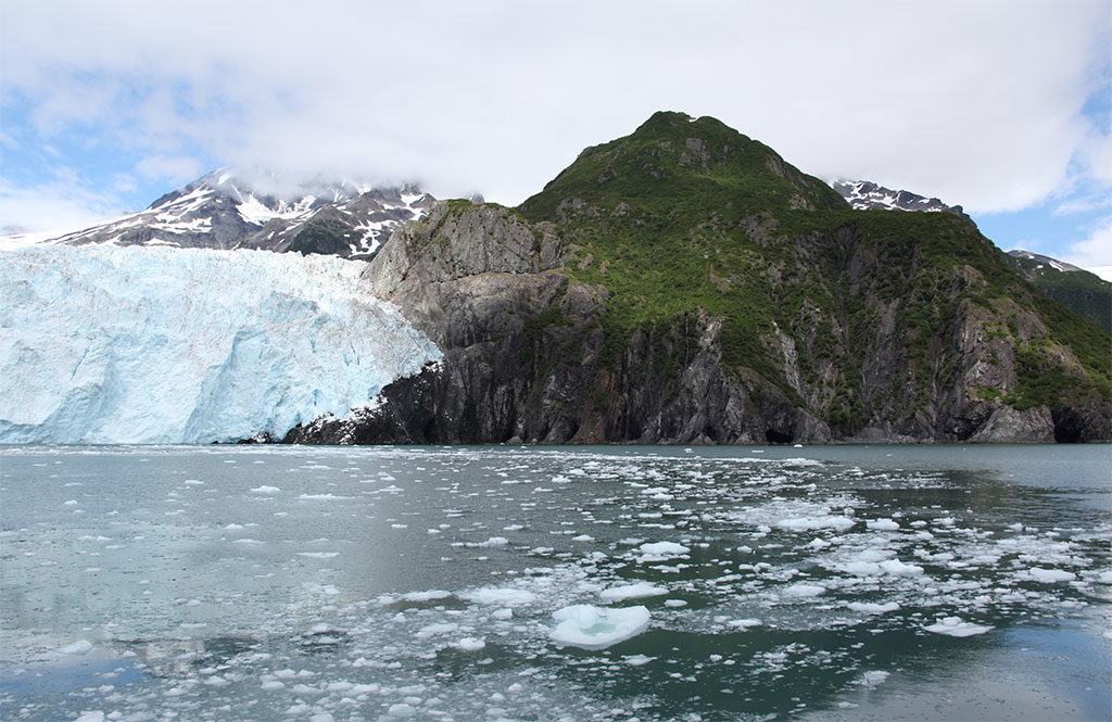 Ice in the water, glacier in background