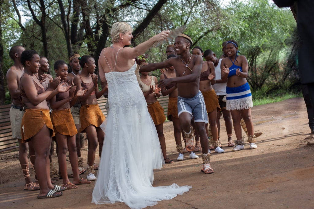 Bride with South African Dancers